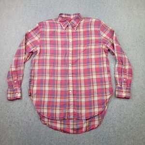 Polo Ralph Lauren Linen Shirt Mens XS Pink Plaid Long Sleeve‎ Button Down